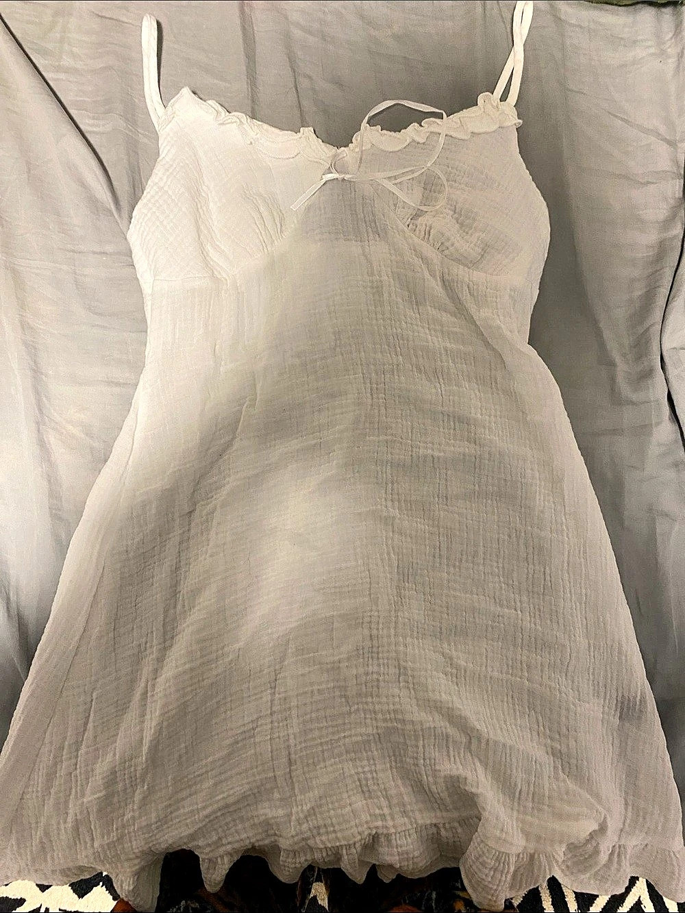 White Lace Trim Mini Dress